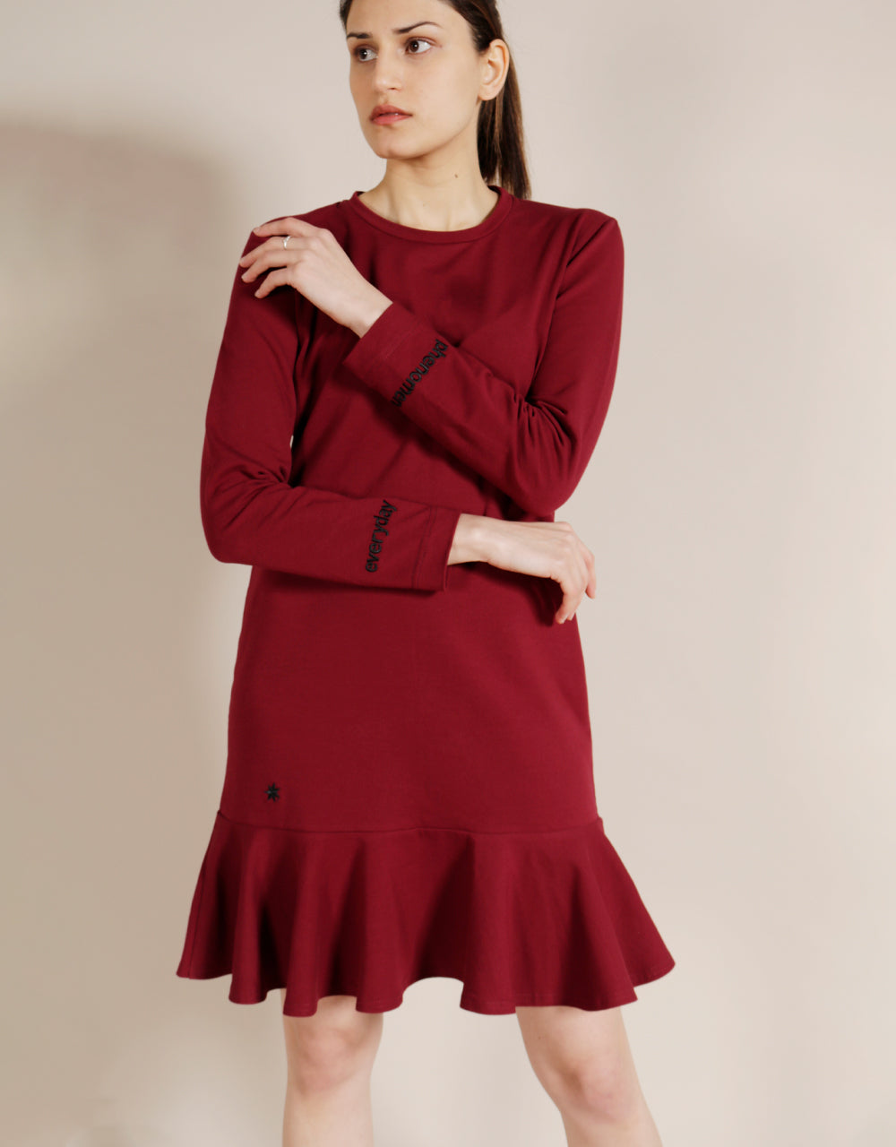 Burgundy cotton hot sale dress